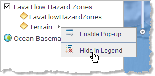 Terrain サブレイヤのショートカット メニューの [凡例を非表示にする] コマンド