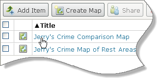 Карта Crime Comparison Map в списке на странице Мои ресурсы