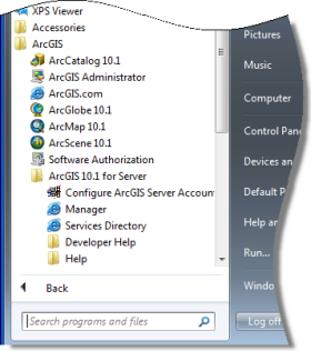 Каталог сервисов в меню ''Пуск'' Windows 7