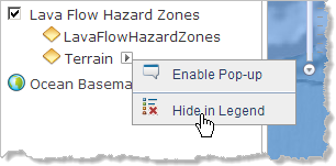 Terrain 子图层快捷菜单上的“在图例中隐藏”命令