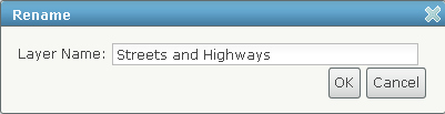已输入“Streets and Highways”的“重命名”对话框