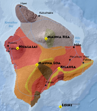 夏威夷岛火山活动地图